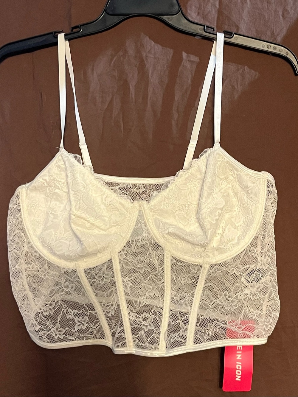 SHEIN White Lace Longline Underwire Bralette